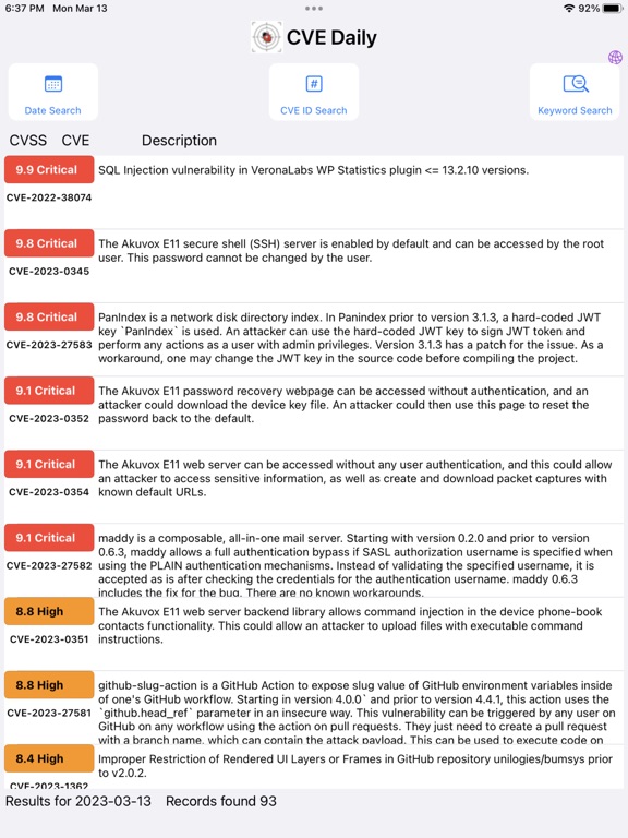 Screenshot #4 pour CVE Daily