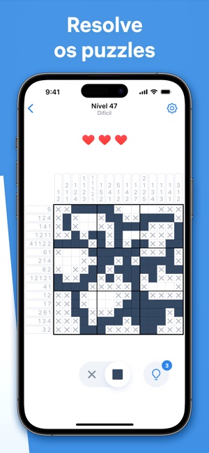 Puzzle de pintar por número (nonogram), jogo educacional para