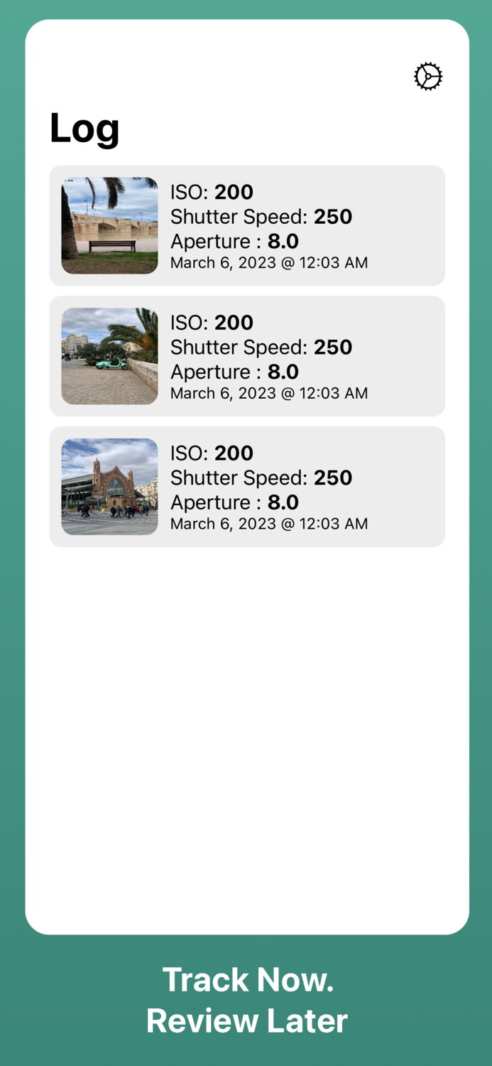 ExposureMate LightMeter and Log