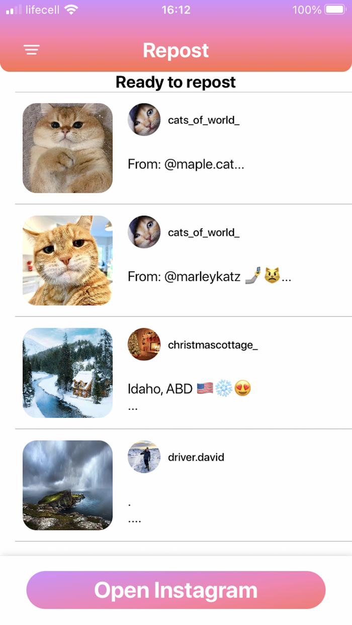 Repost for Instagram Profile