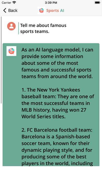 Sports AI - Ask Anything Screenshot