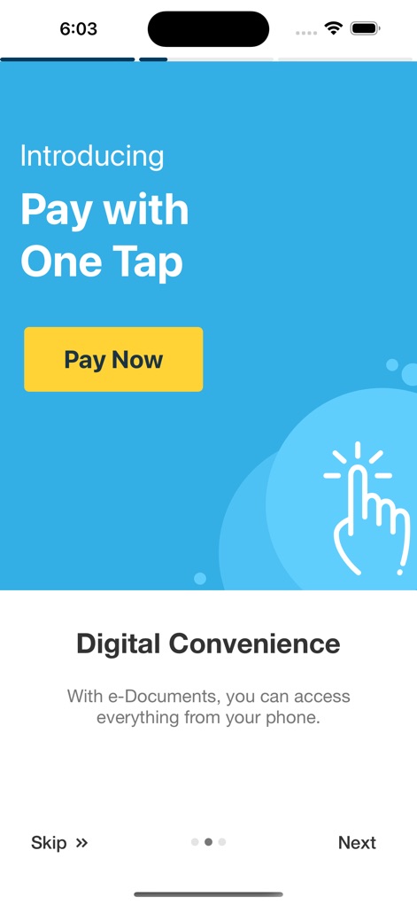 Lakeview Mortgage - Explore the convenience of 'Pay with One Tap', highlighted by a prompt for instant payments and a visual depicting a hand tapping a mobile screen.