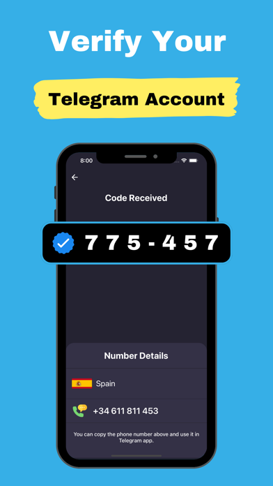 Virtual Number for Telegram ' Screenshot 3 - AppWisp.com Virtual Number for Telegram ' Screenshot 3 - AppWisp.com