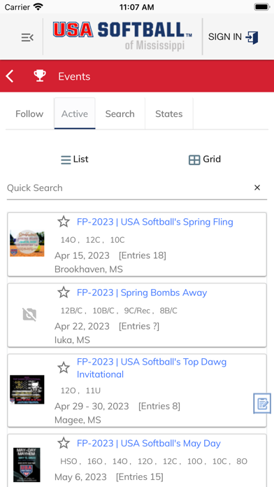 USA Softball of Mississippi Screenshot