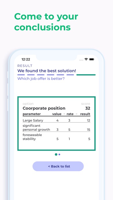 Choice Matrix Screenshot