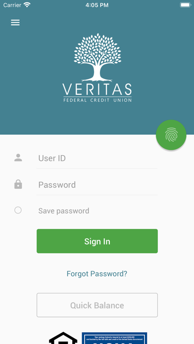 Veritas FCU Mobile App Screenshot
