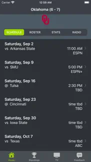 oklahoma football schedules iphone screenshot 1