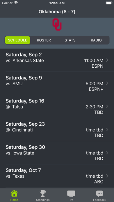 Oklahoma Football Schedulesのおすすめ画像1