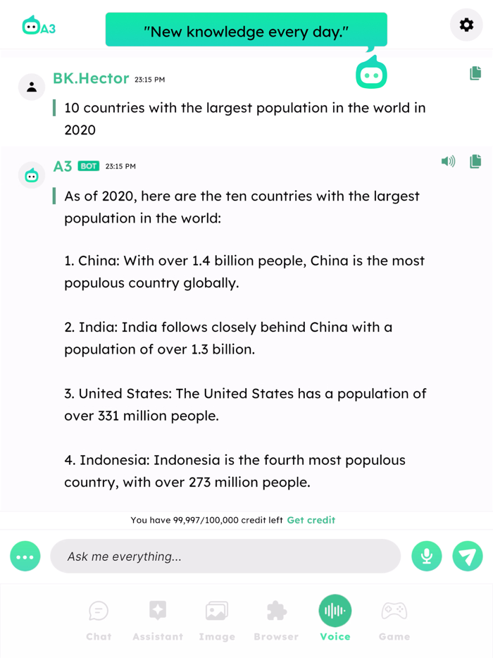 A3 AI Open Chatbot Assistant