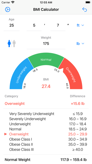 BMI Calculator – Weight Loss Screenshot