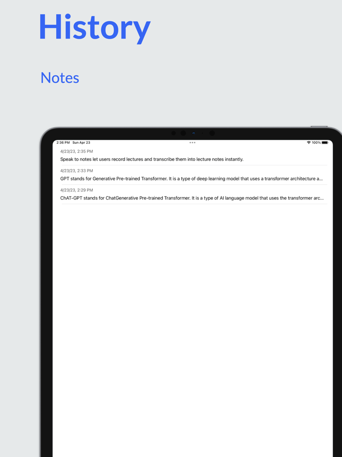 Transcription Speak2Note