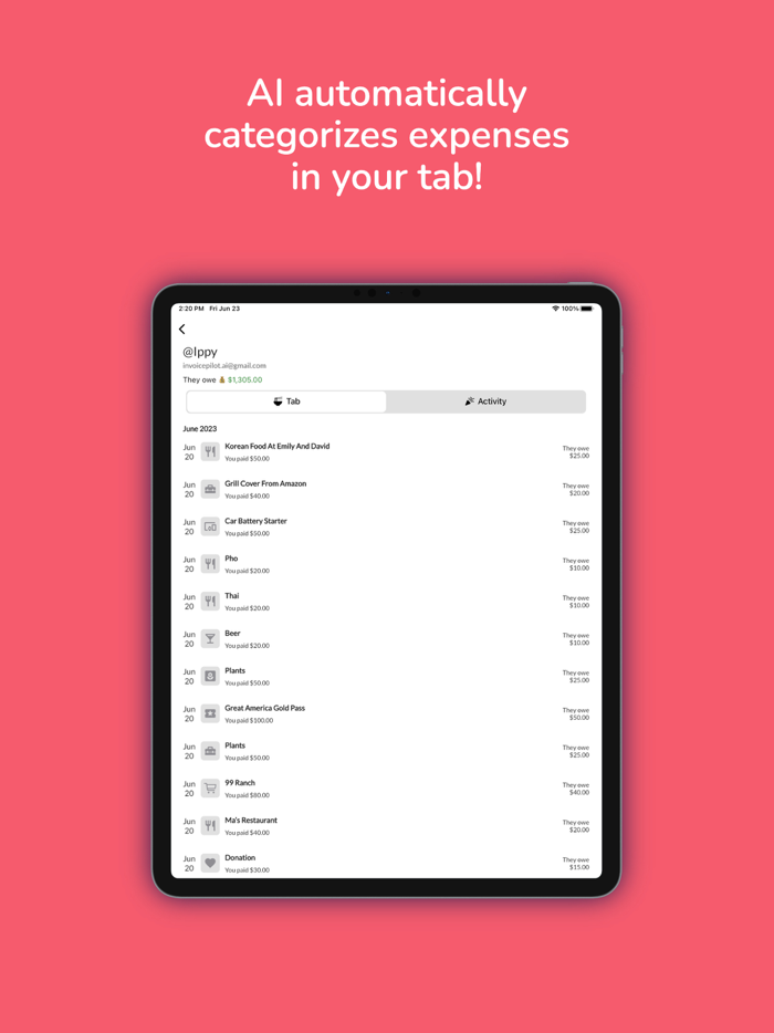 OpenTab Expense Splitting
