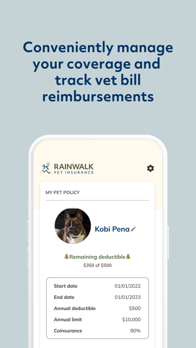 Rainwalk Pet Insurance Screenshot