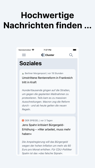 Cluster - Nachrichten heute Screenshot
