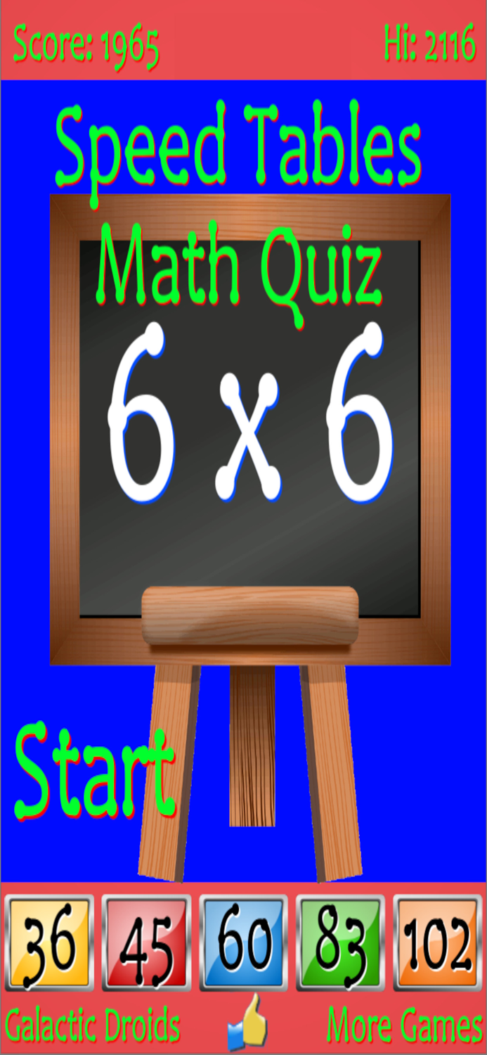 Speed Tables Math Quiz