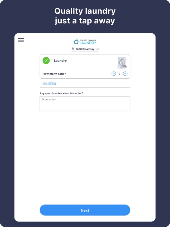 Pocket Change Laundry iPad screenshot 1 - Lifestyle app