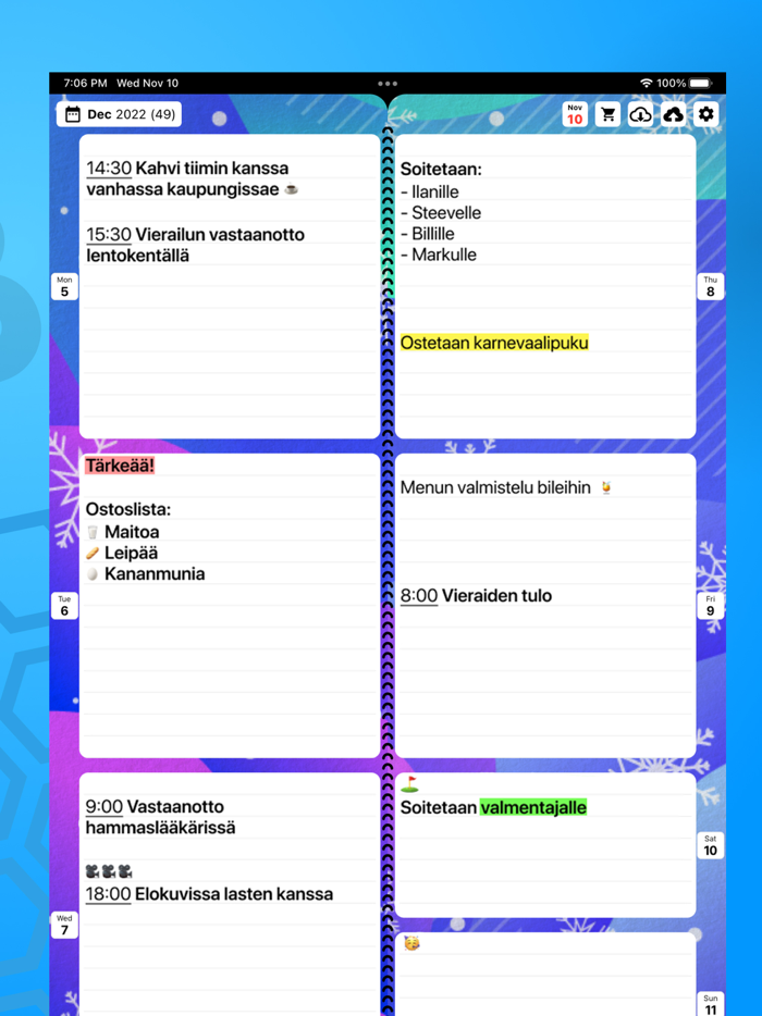 Weekly Planner - Diary Notes