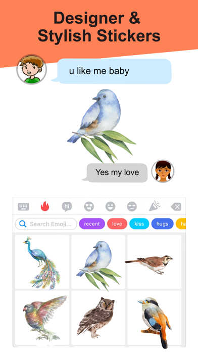 Watercolor Birds Art Stickers Screenshot