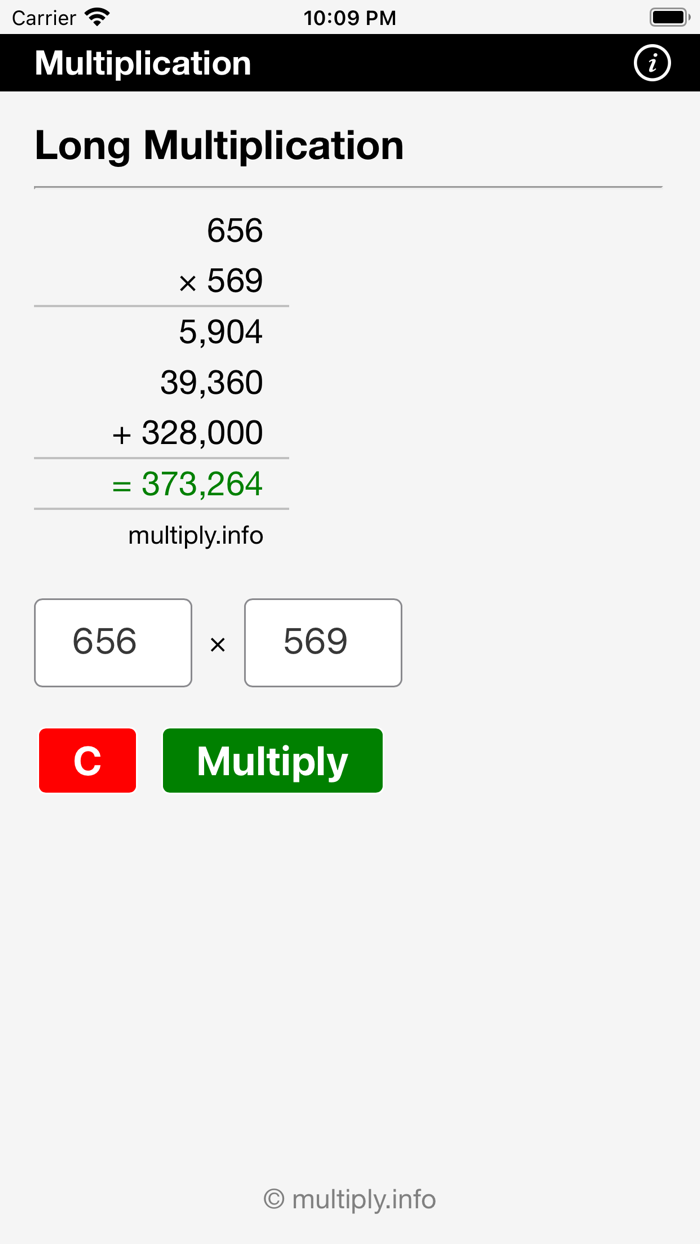 Long Multiplication Calculator