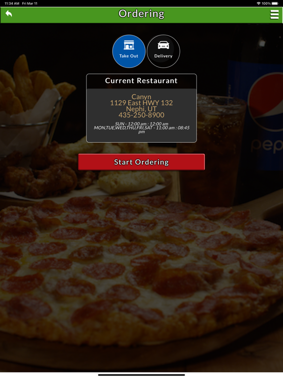 Canyon Pizza Co. iPad screenshot 2 - Food & Drink app
