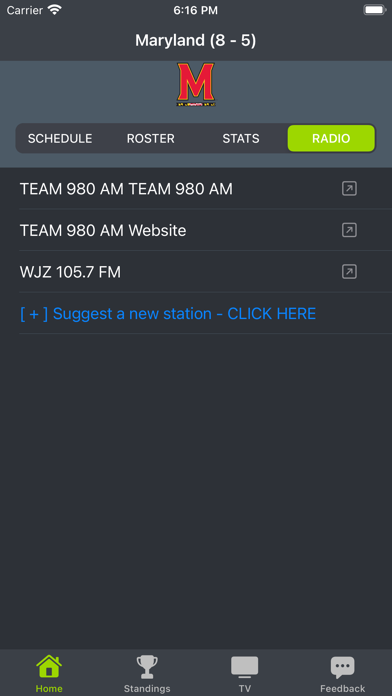 Maryland Football Schedules Screenshot