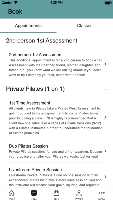 Pilates West. Screenshot