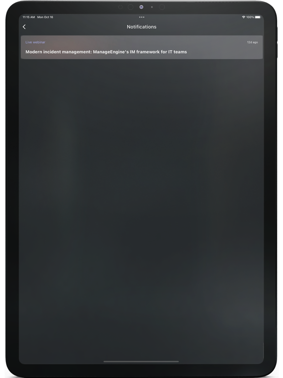 ManageEngine Events iPad screenshot