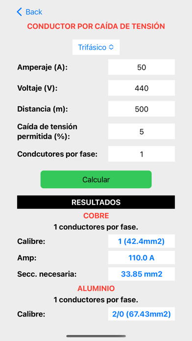 Cálculos Eléctricos NOM Screenshot