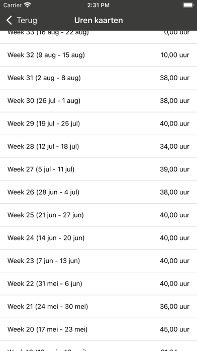 Komdex Urenregistratie Screenshot