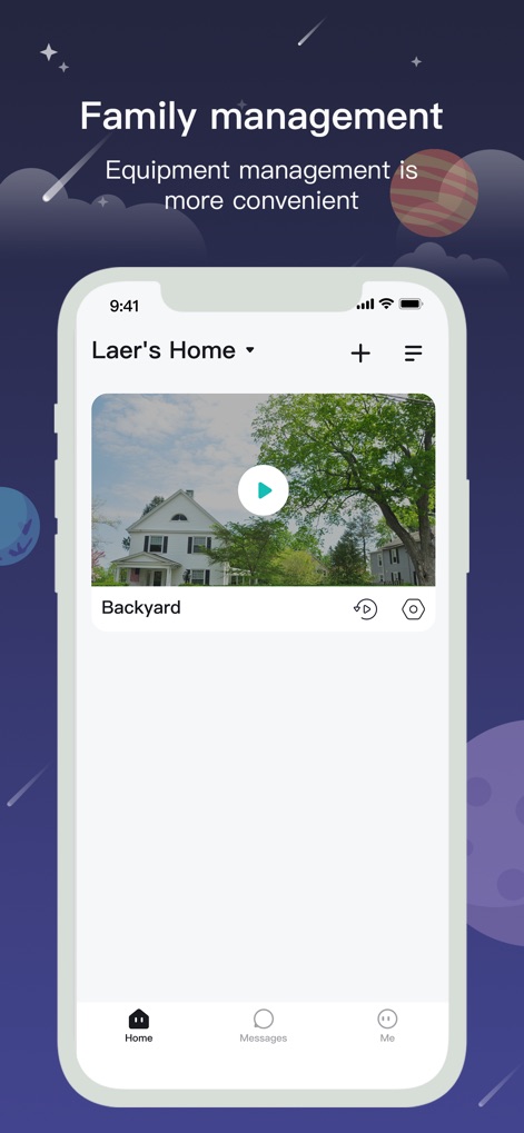 CloudEdge - See how the app centralizes monitoring with a clear video feed of your property and easy access via the 'Home' and 'Messages' tabs.