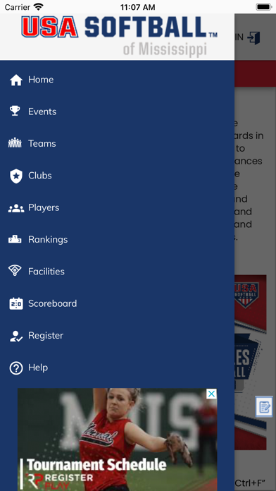 USA Softball of Mississippi Screenshot