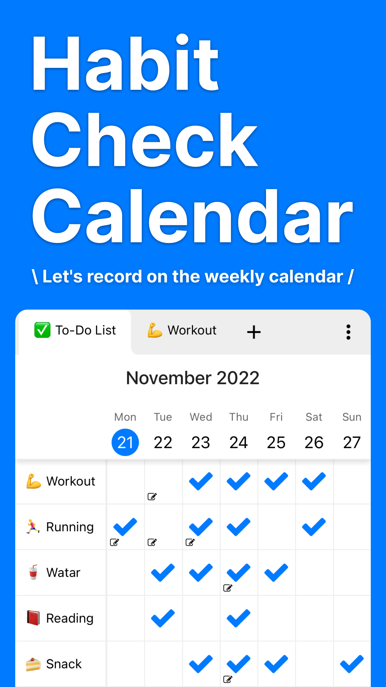 Habit Check Calendar