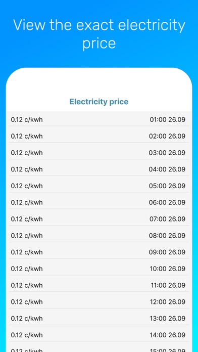 Electricity price Screenshot