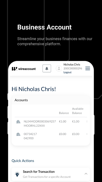 Wireaccount Screenshot