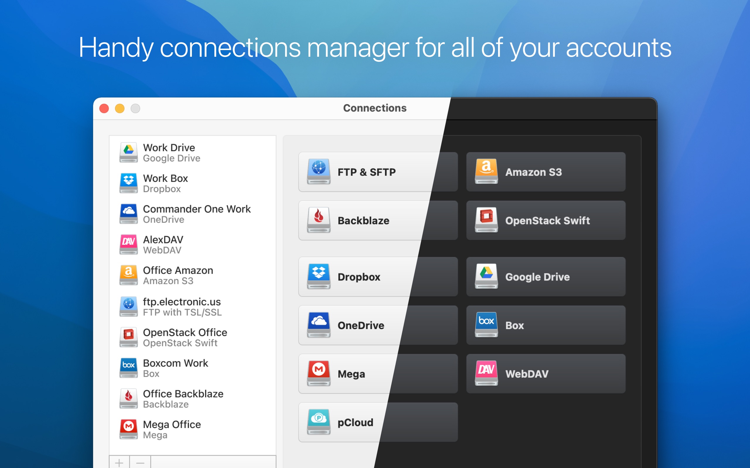 Screenshot do app CloudMounter: Cloud Manager