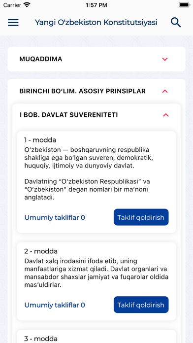 O'zbekiston Konstitutsiyasi Screenshot