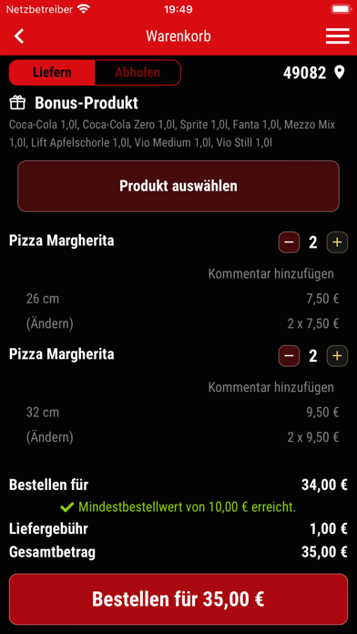 Pizza König Osnabrück Screenshot