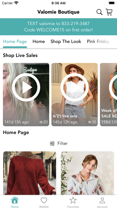 Valomie Boutique Screenshot