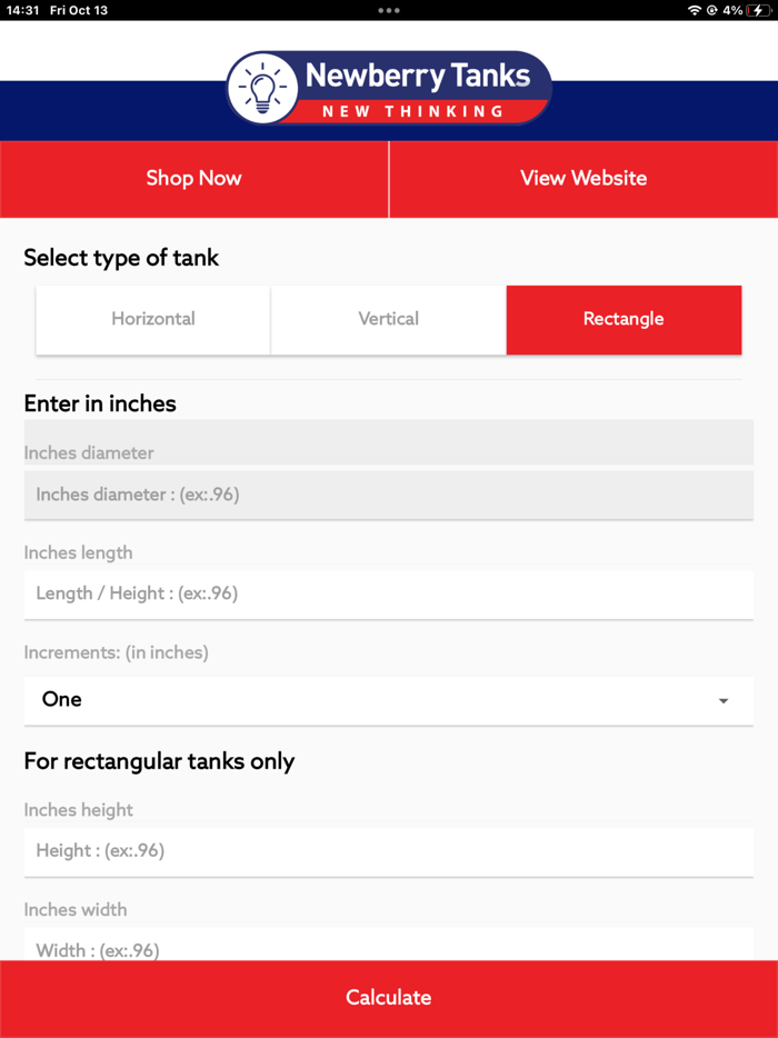 Newberry Tanks Tank Calculator