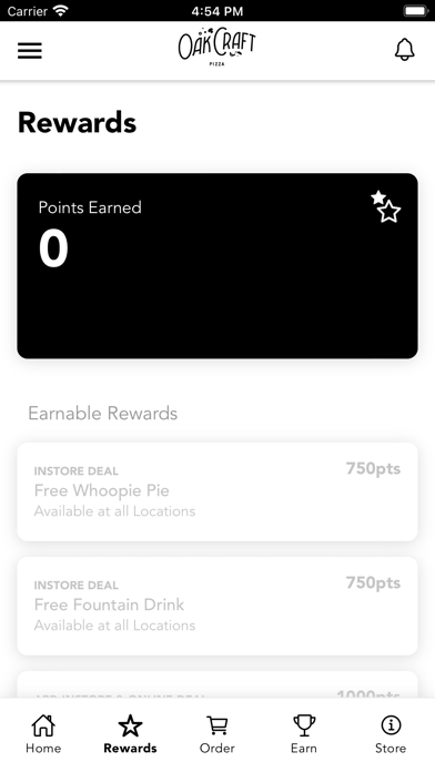 OakCraft Pizza Rewards Screenshot