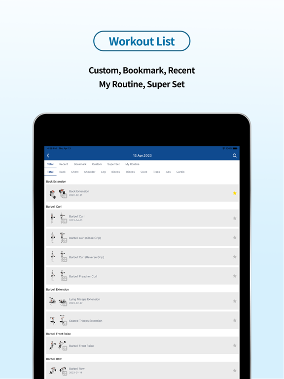 Workout-Log iPad screenshot 3 - Health & Fitness app