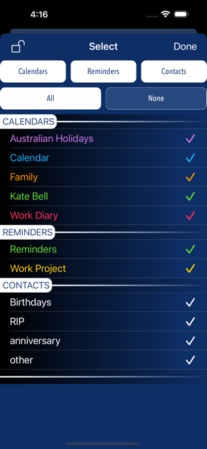 Połącz zrzut ekranu kalendarzy i przypomnień