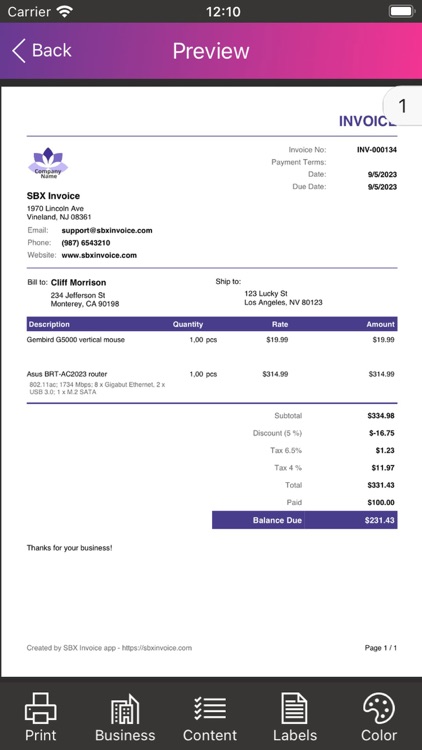 SBX Invoice screenshot-3