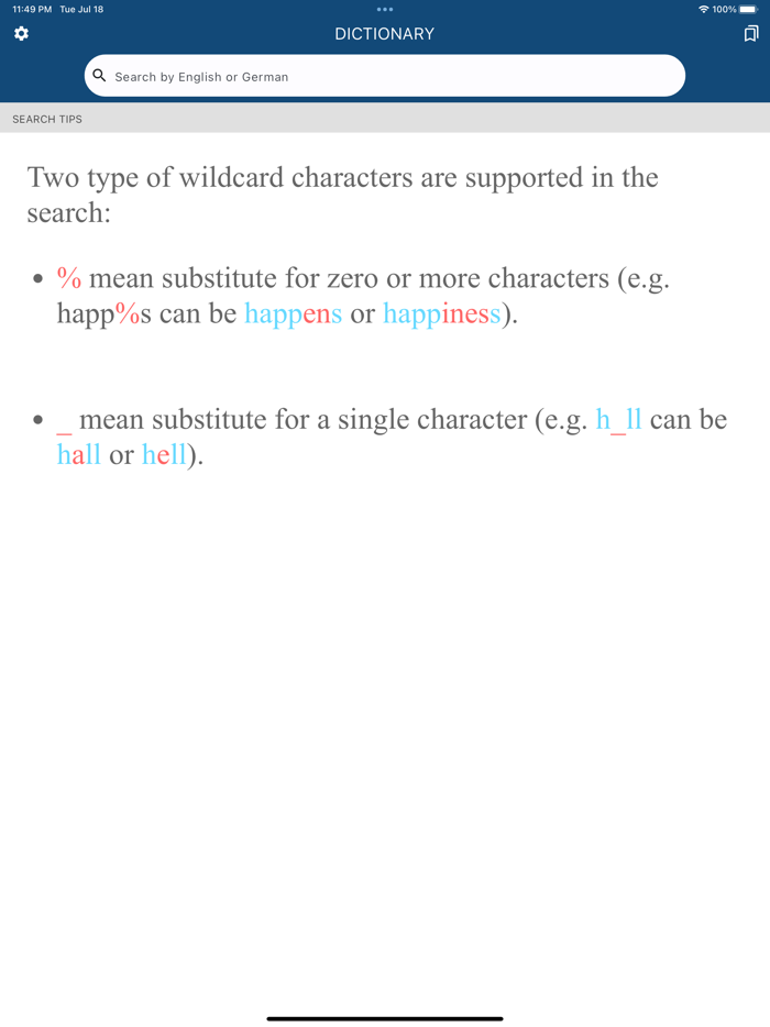 Dictionary English German