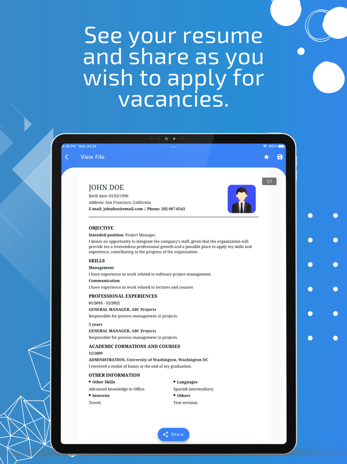 Resume and Business Card