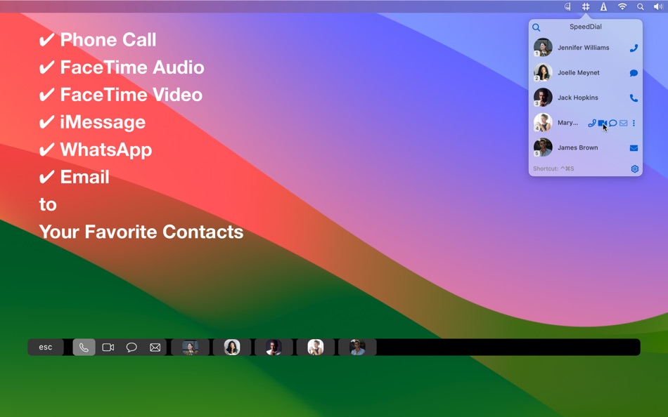 #1. SpeedDial - Menu Bar Contacts (macOS) 由: Zafer ARICAN