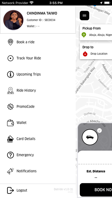Datride - Customer App Screenshot