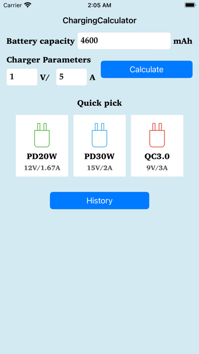 Screenshot #1 pour ChargingCalculator