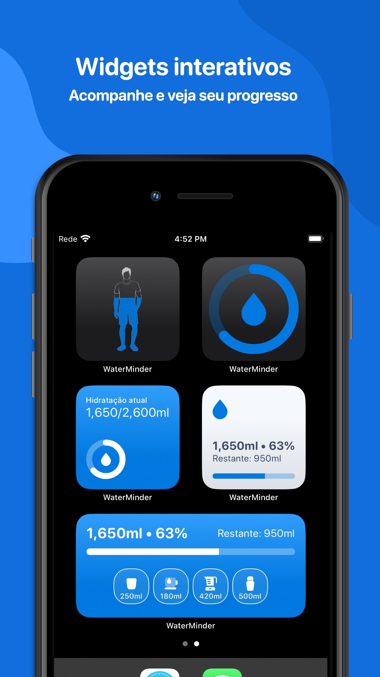 Screenshot do app WaterMinder® ∙ Water Tracker