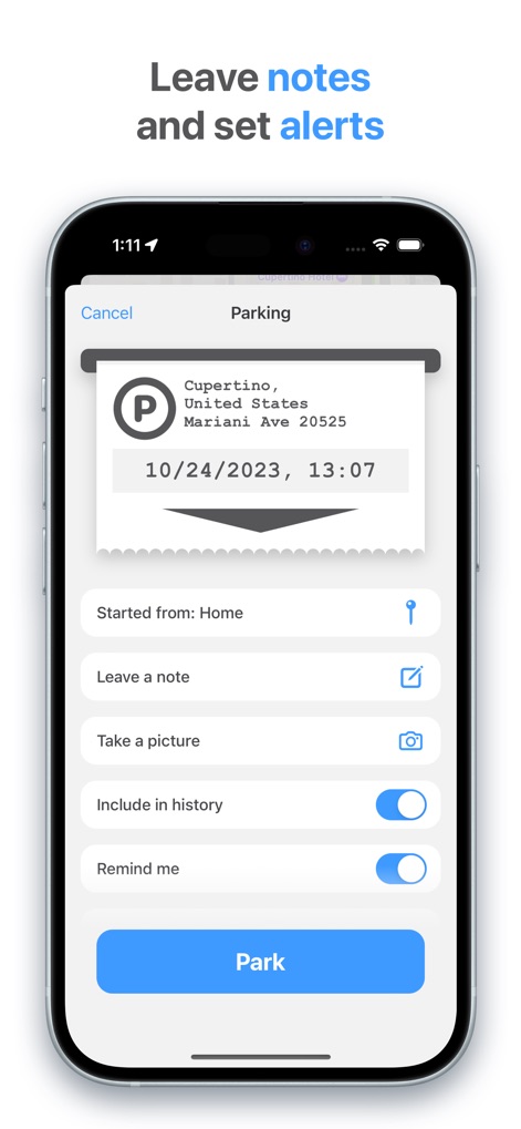 Find My Car - Vehicle Tracker - Discover how users can customize parking events with detailed notes and activate timely reminders to avoid fines.